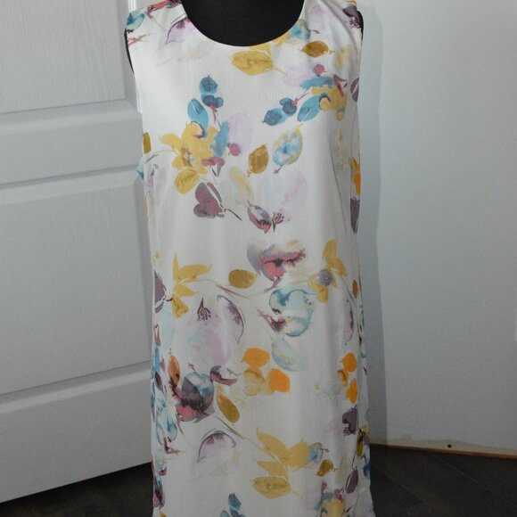 Calvin Klein Watercolor Floral Asymmetric Midi Dress size 12 - Picture 1 of 8
